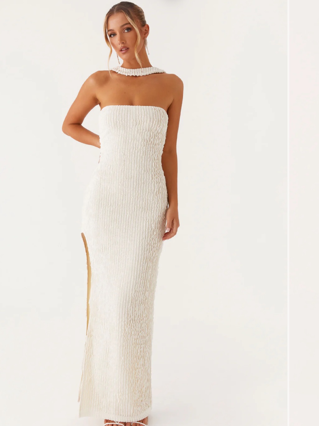 Peppermayo Ivory Strapless Maxi Gown With Choker